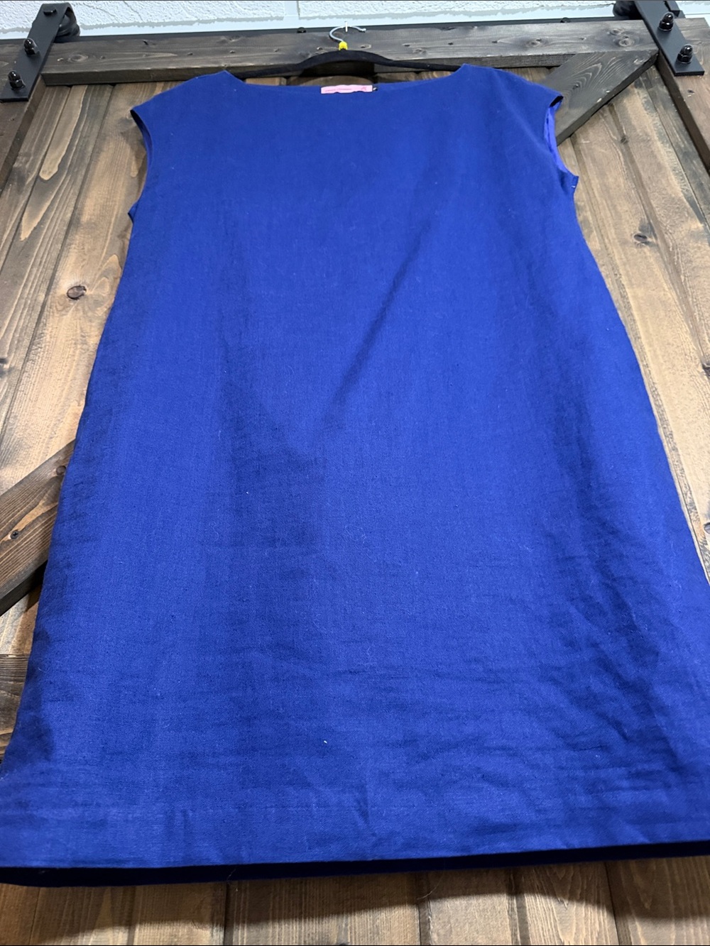 Sleeveless Mini Dress in Cobalt Blue Cotton Linen Blend - Picture 5 of 6